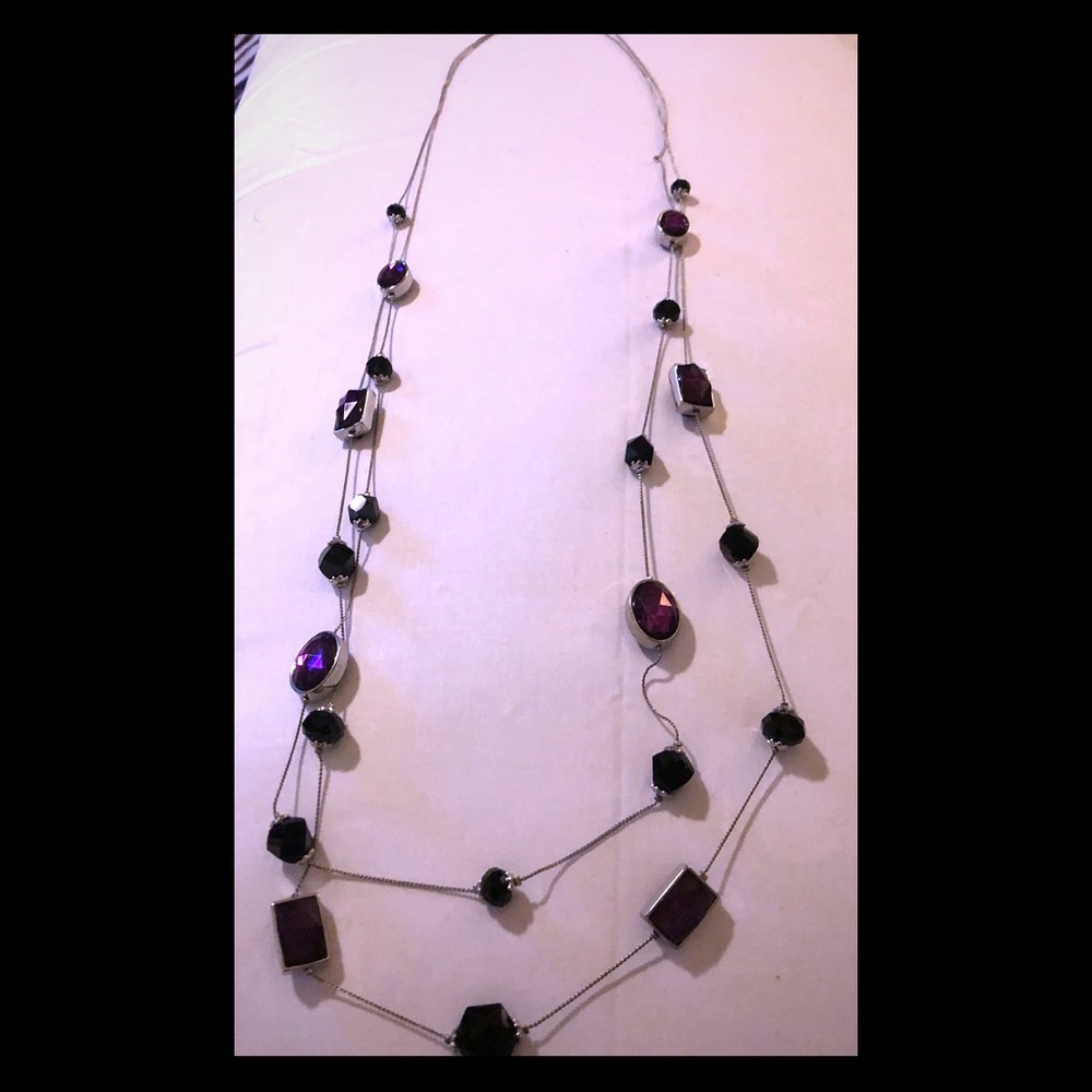 Long silver necklace